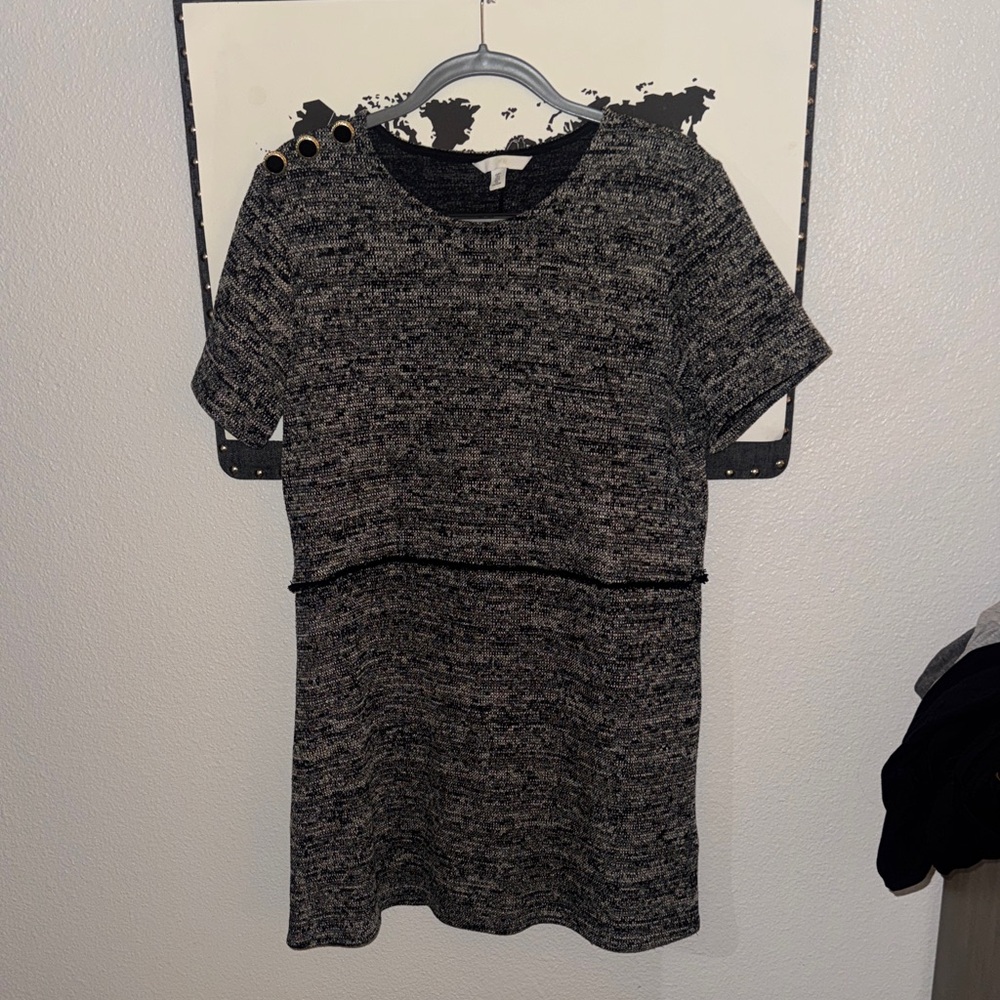 Casual Short Sleeve Knit Dress in Heathered Black